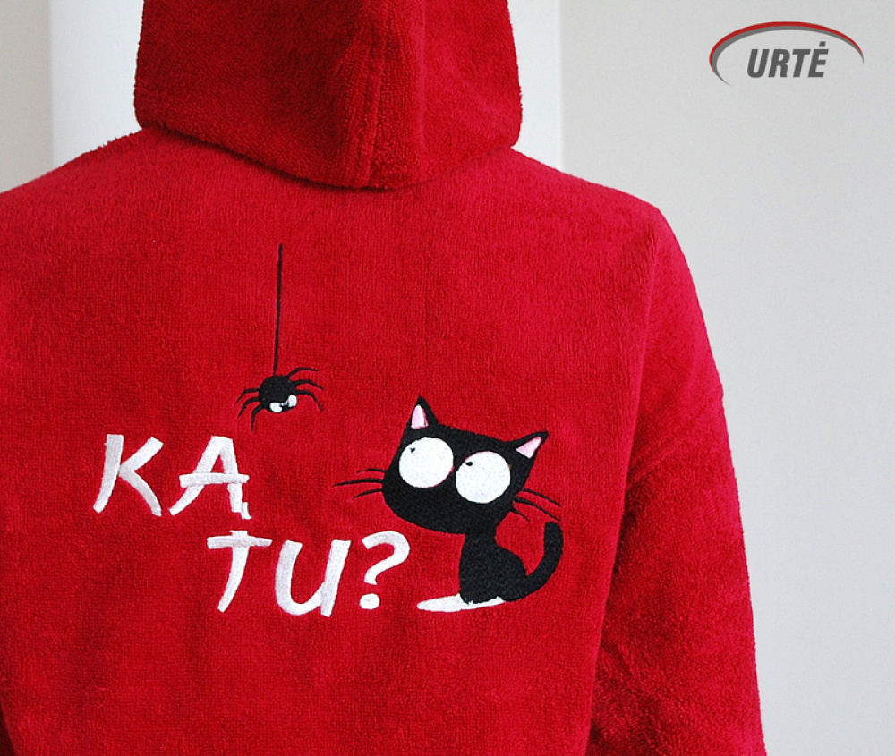 Ką tu? - siuvinėtas chalatas - Katukas