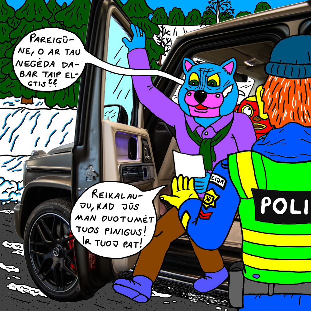 Batuotui Katinui kelią į miestą pastojo korumpuotas policininkas