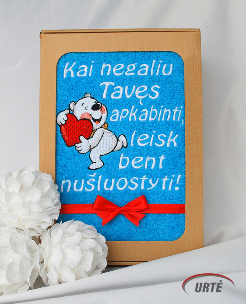 Kai negaliu Tavęs apkabinti, leisk bent nušluostyti! Meškis su širdute