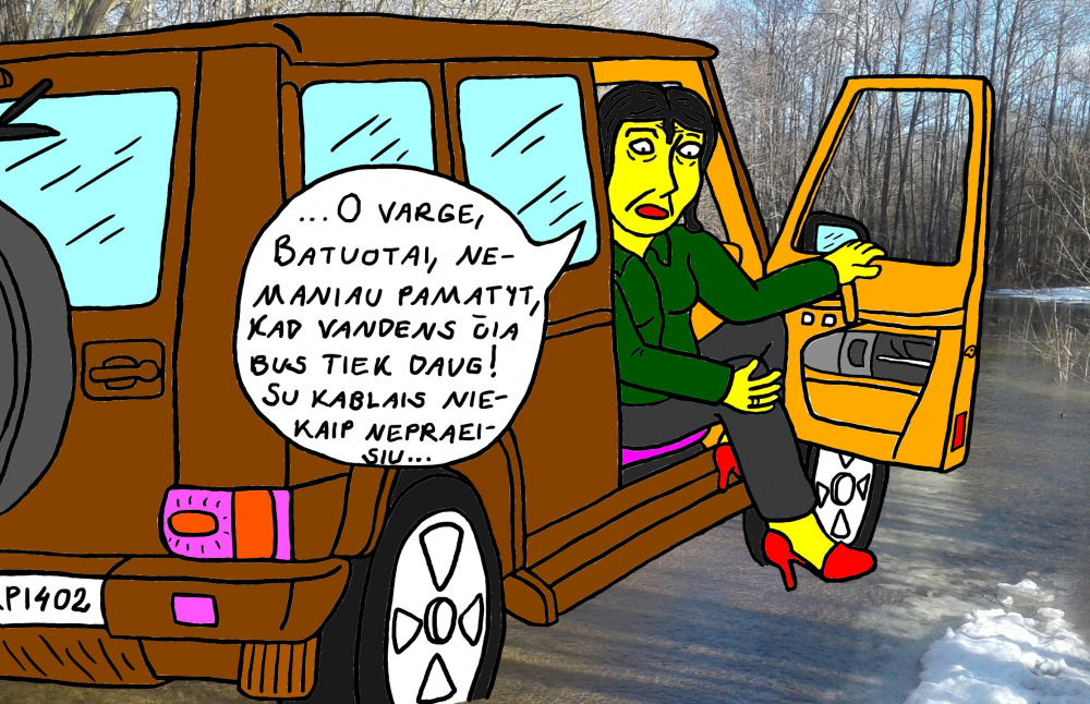 Batuotas ir Ksena kelyje sustojo prie patvinusios Pyvesos upės