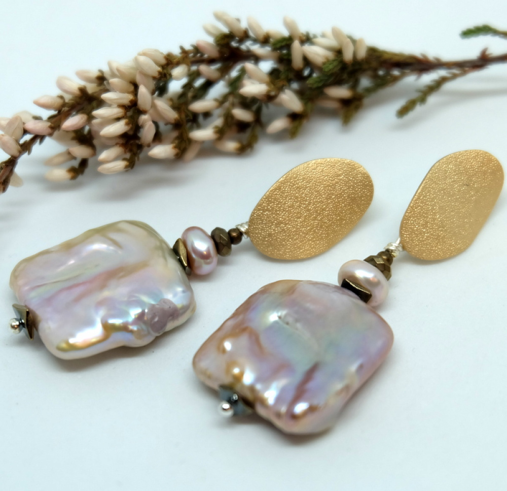 Keshi pearl earrings picture no. 3