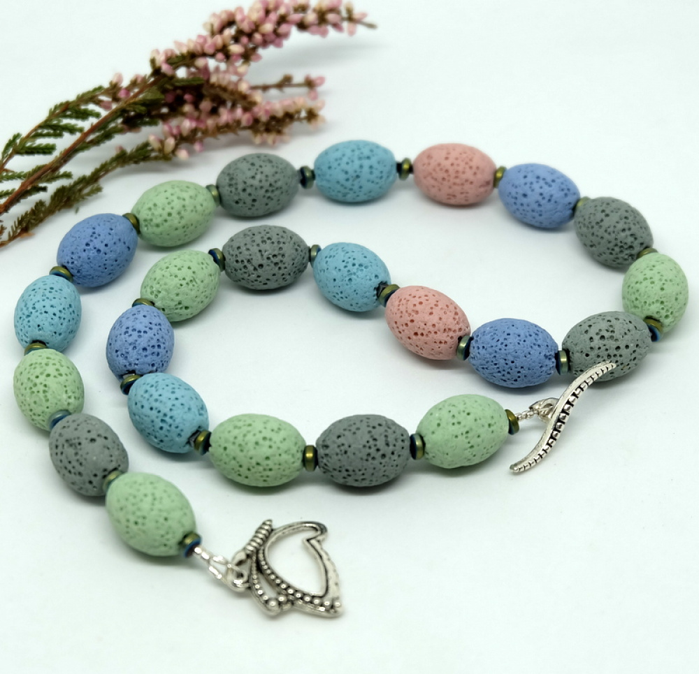Multicolored lava necklace