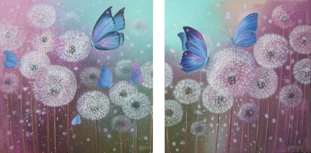 "Blue Butterflies" 50x100 