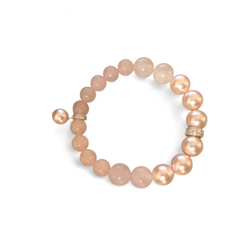 Pink Quartz and Swarovski pearl bracelet