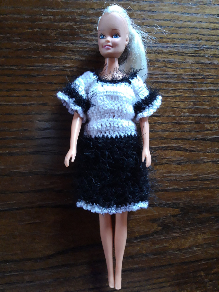 White and black dress for Barbie