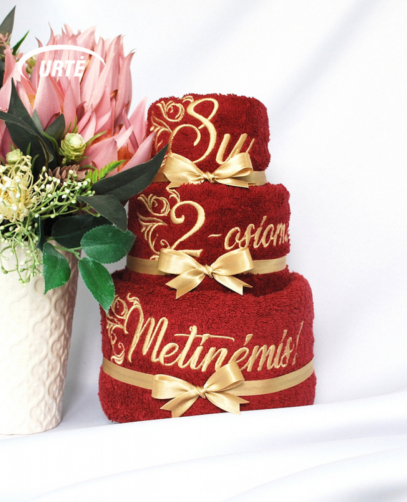 Dovana medvilninių vestuvių proga - rankšluosčių tortas