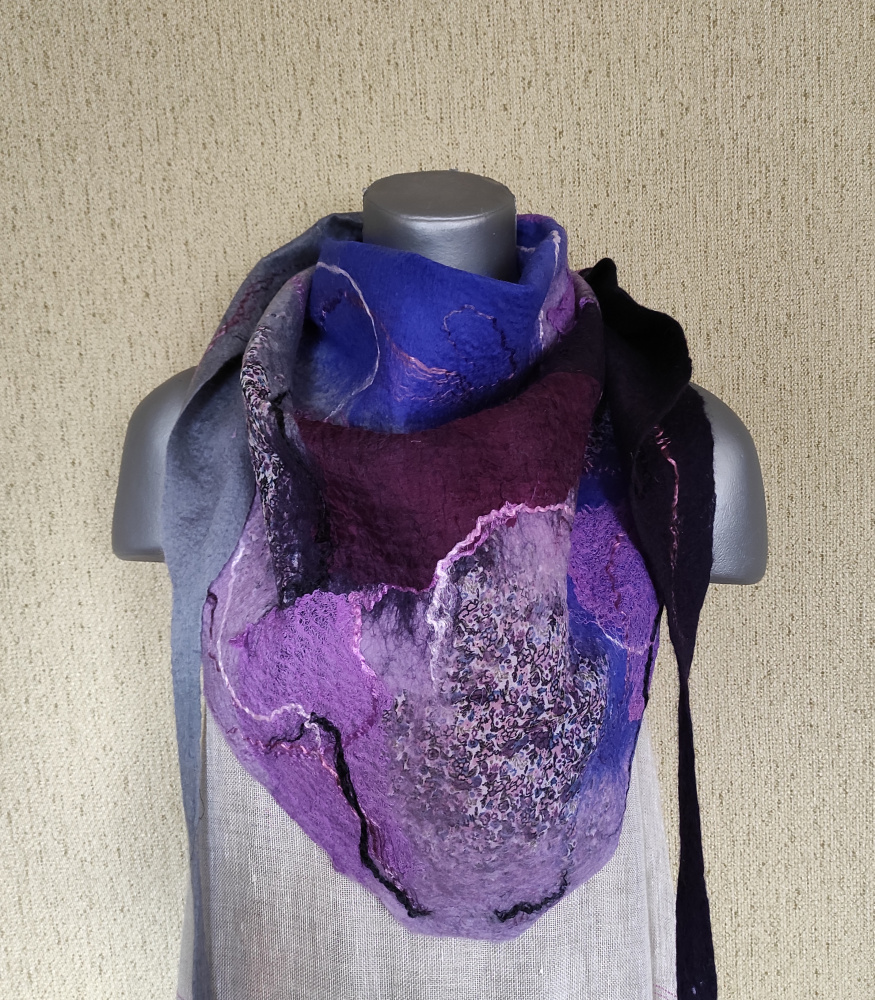Veltas surišamas šalikas violetinių spalvų