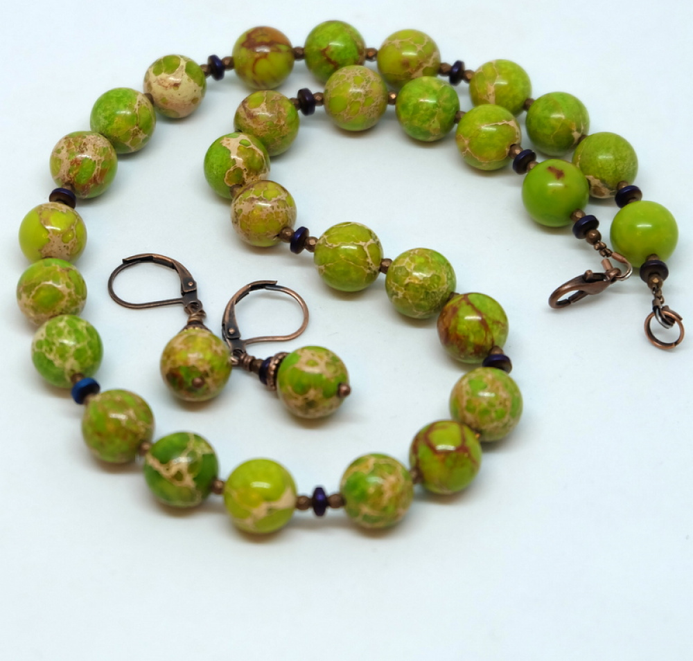 Set - Imperial jasper necklace and earrings....