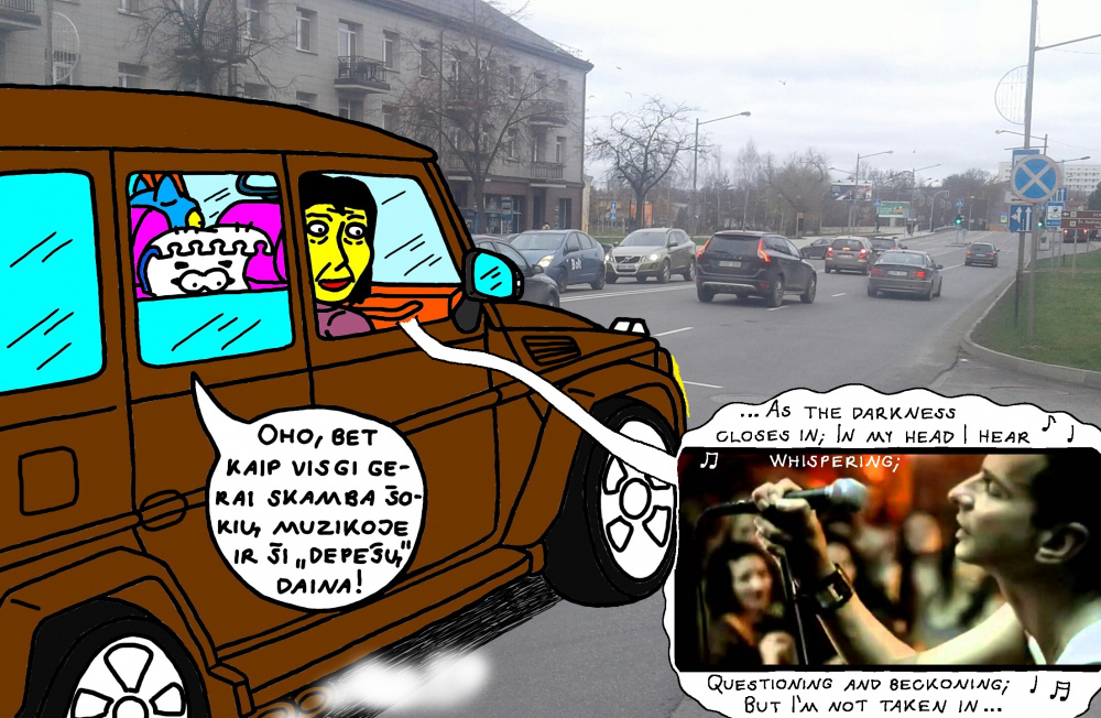 Nyciečiai Katinai vėl lekia su savuoju "Mercedesu Geliku" Panevėžio gatvėmis
