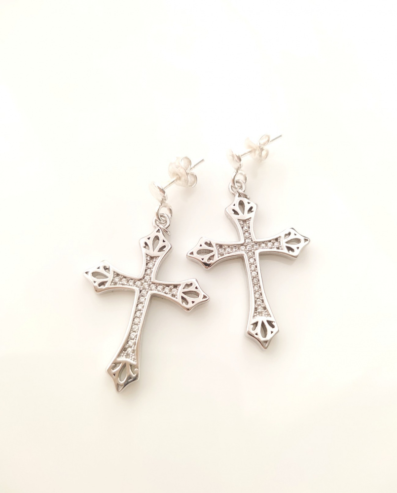 Baroque style cross earrings