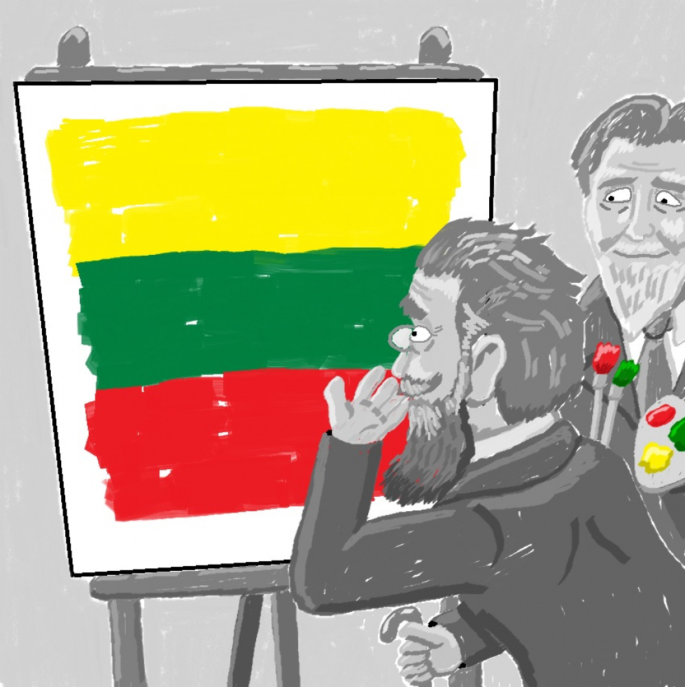 Piešinys apie daktaro Basanavičiaus vėliavos spalvas