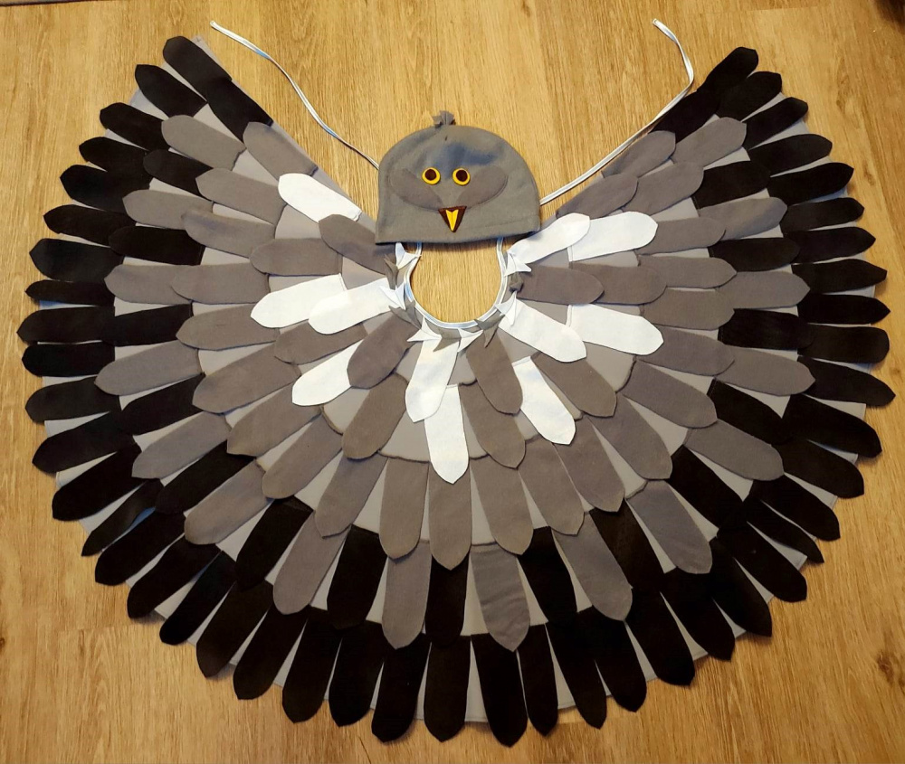 Cuckoo, gray bird carnival costume for kids