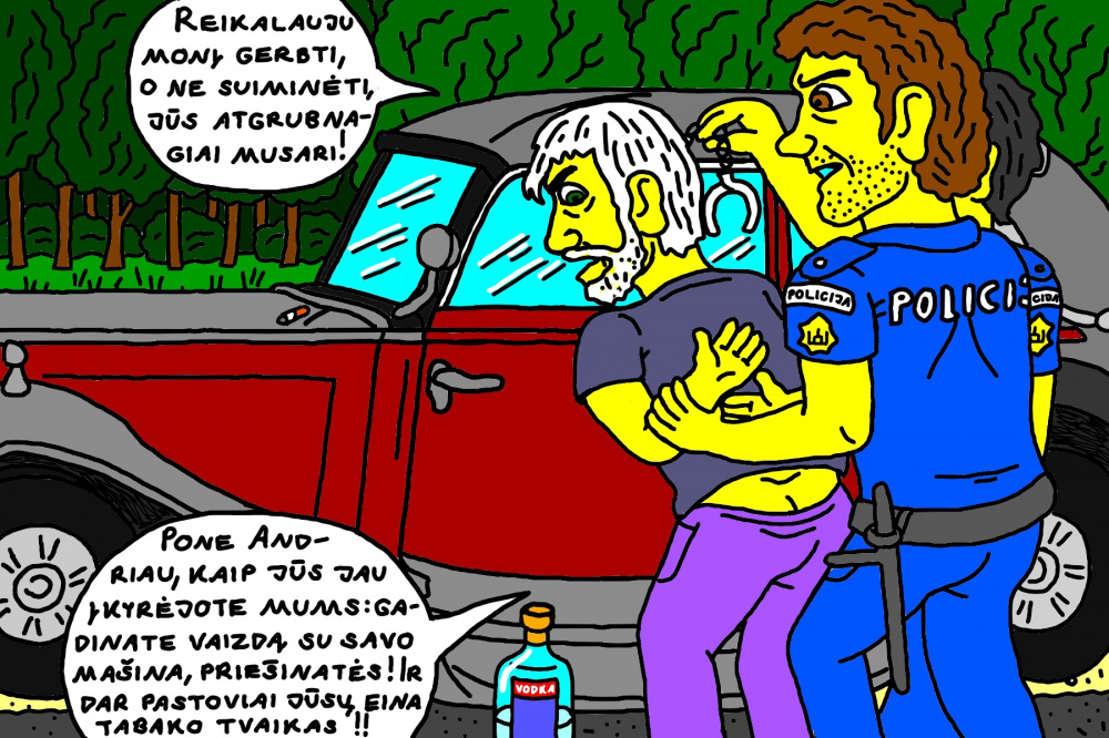 Kauno kelių chuliganas Andrius Z. ir vėl yra suimamas policijos pareigūnų