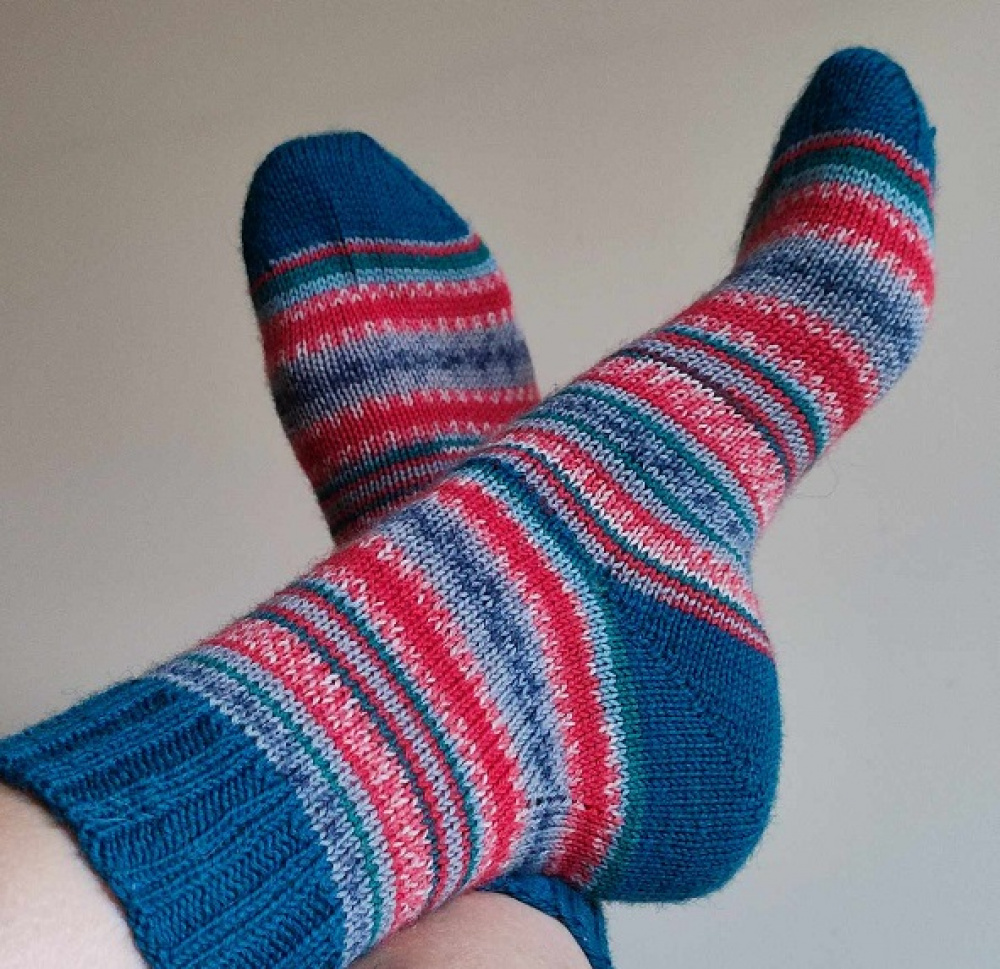 Handmade knitted woolen pattern socks