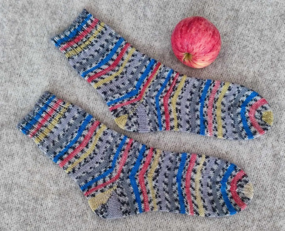 Handmade knitted woolen pattern socks