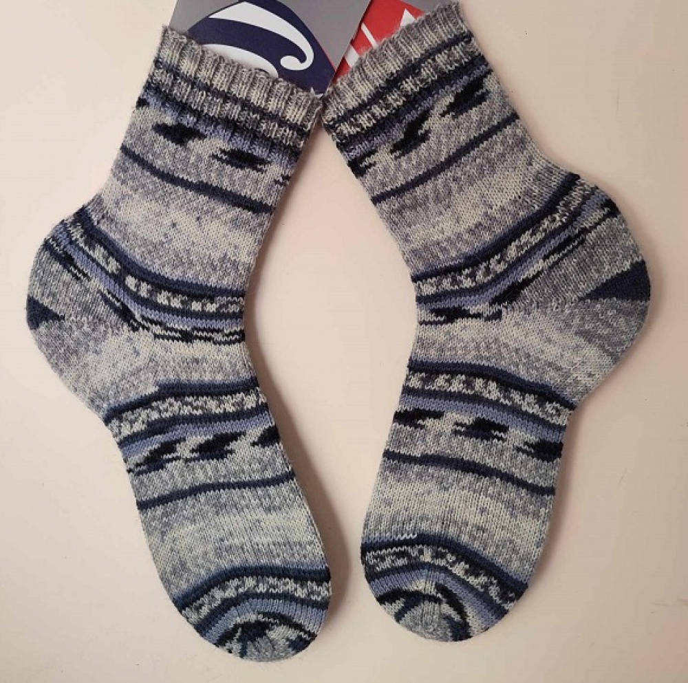 Handmade knitted woolen pattern socks