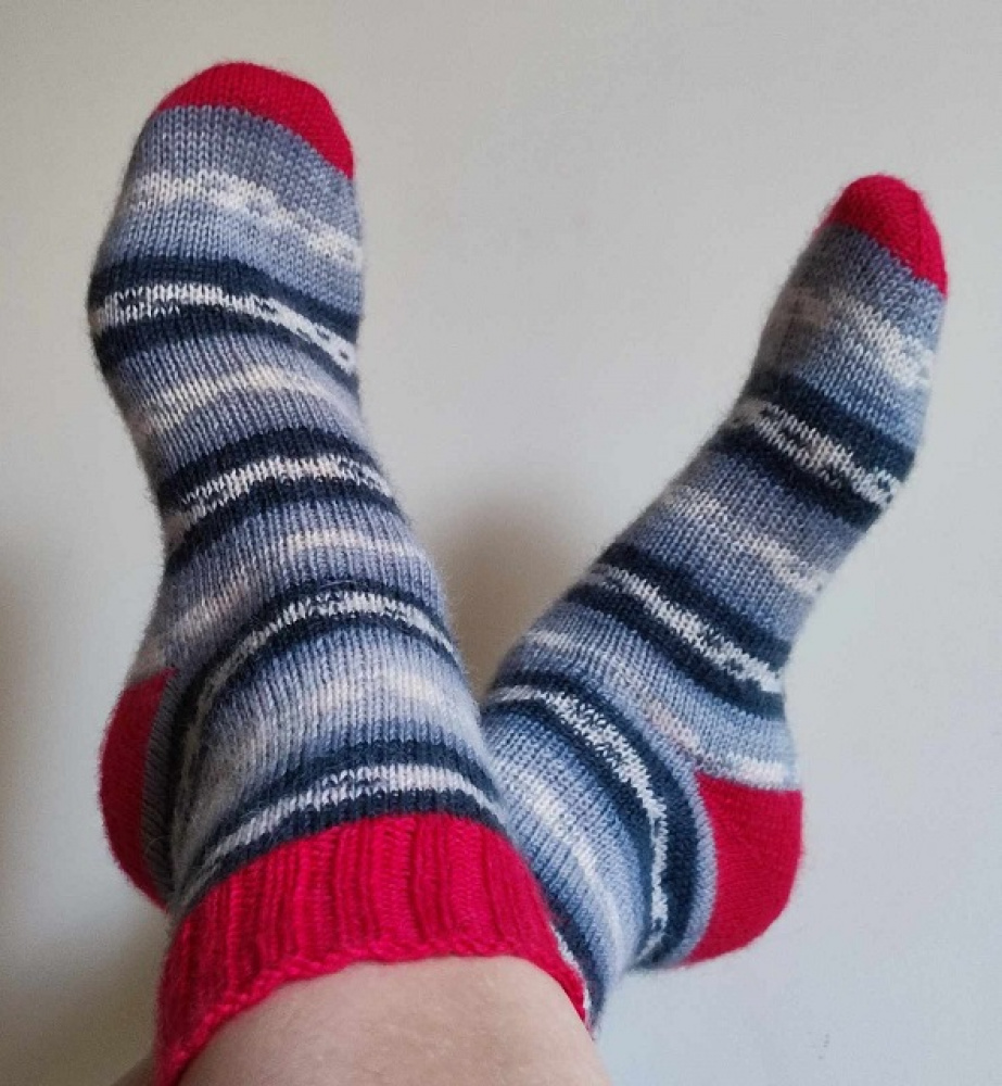 Handmade knitted woolen pattern socks