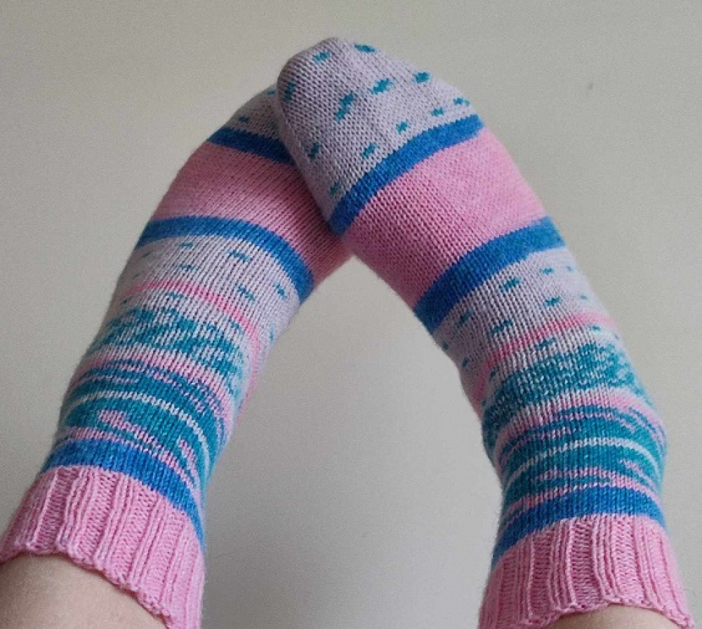 Handmade knitted woolen pattern socks