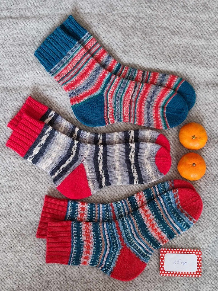 Handmade knitted woolen pattern socks