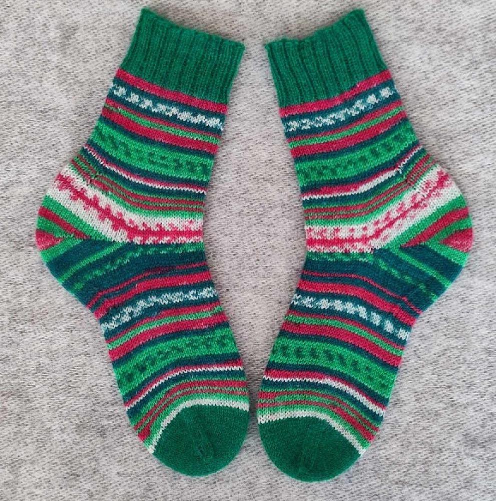 Handmade knitted woolen pattern socks