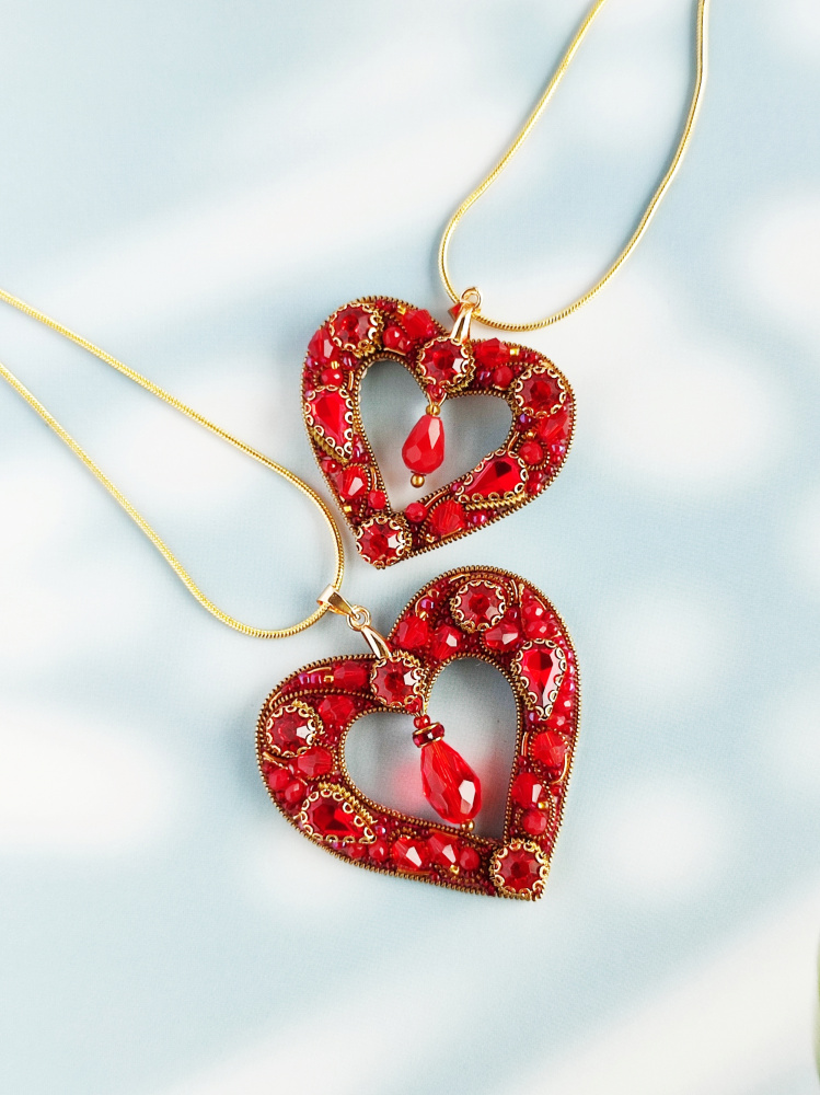 Red heart pendant necklace.