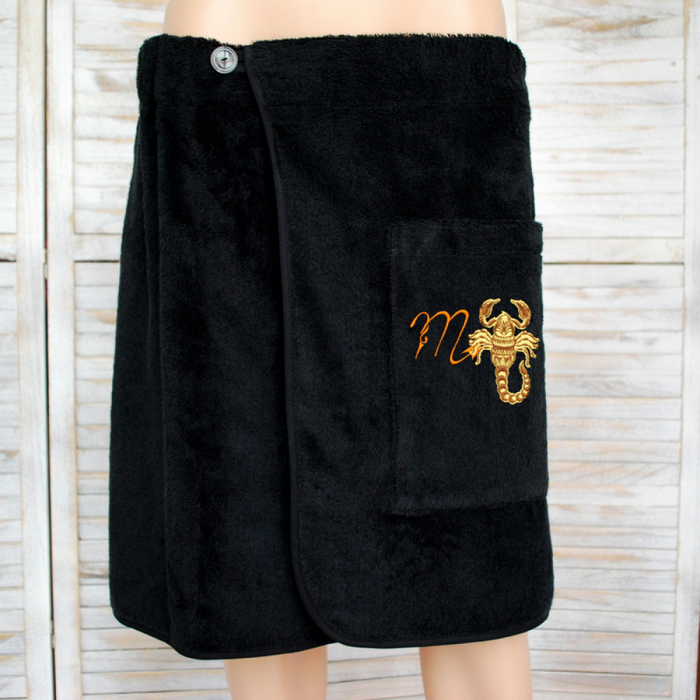 Men's Wraps, Shower & Tub, Cotton Towels, Bath / Sauna Towels with embroidered zodiac sign scorpion