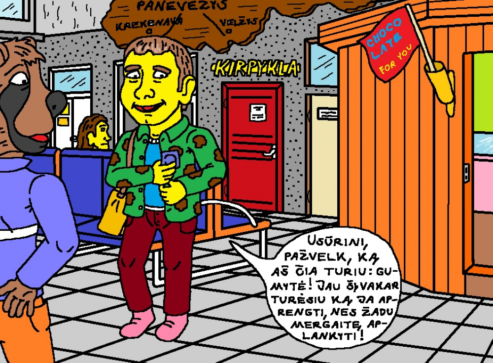 Ingridos nekenčiamas mokinys Usūrinis po pamokų autobusų stotyje susitinka su draugu Mikniumi
