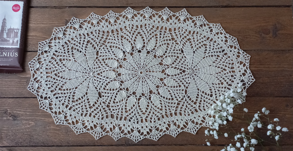Oval Crochet Doily 49 x 30 cm