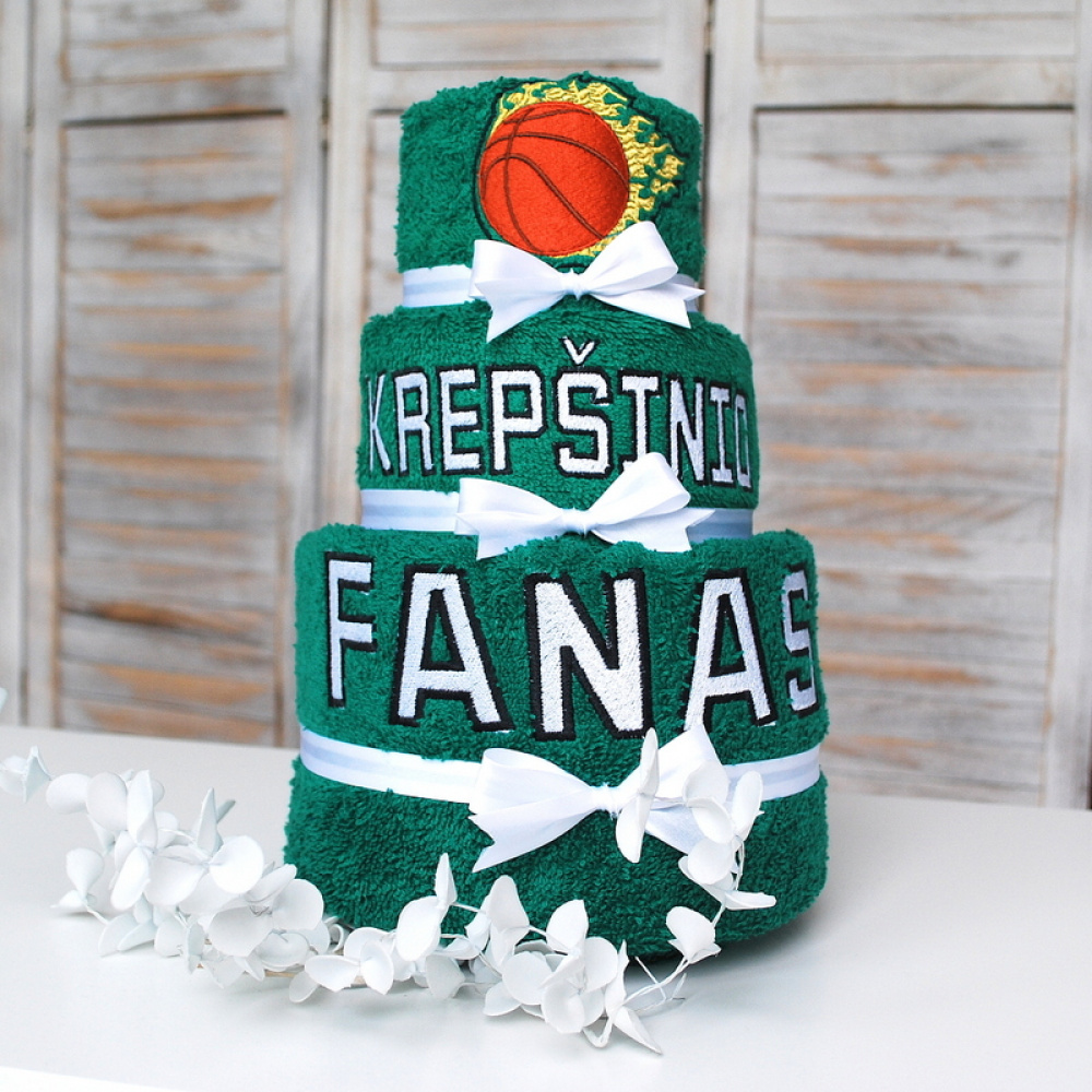 Žalia - Balta!!! Tortas iš rankšluosčių - Krepšinio fanui