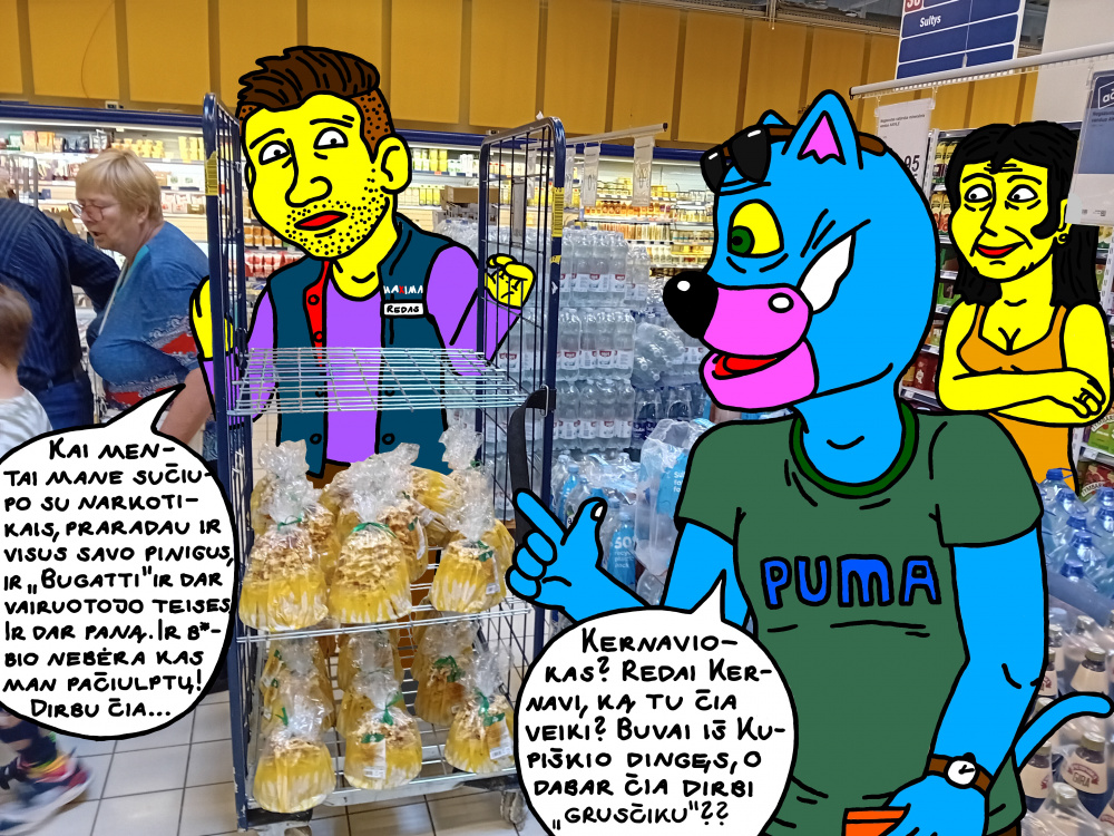 Chuliganas Redas tapo pagalbiniu darbininku "Maximoje" ir buvo pajuoktas Katinų poros