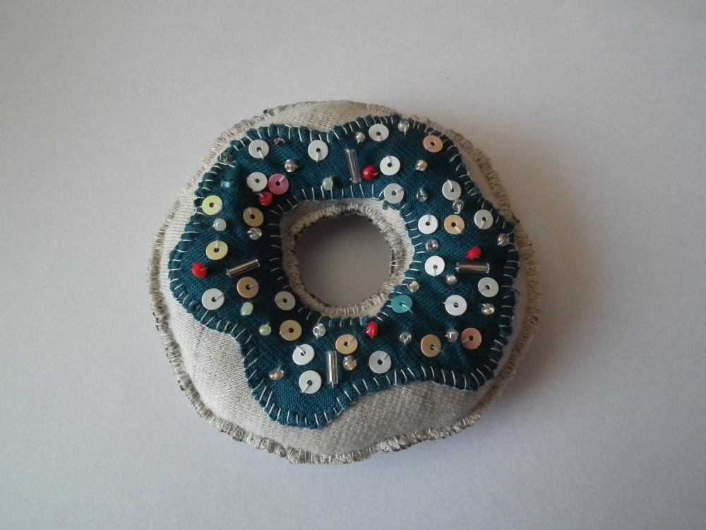 Blue-green donut, handmade