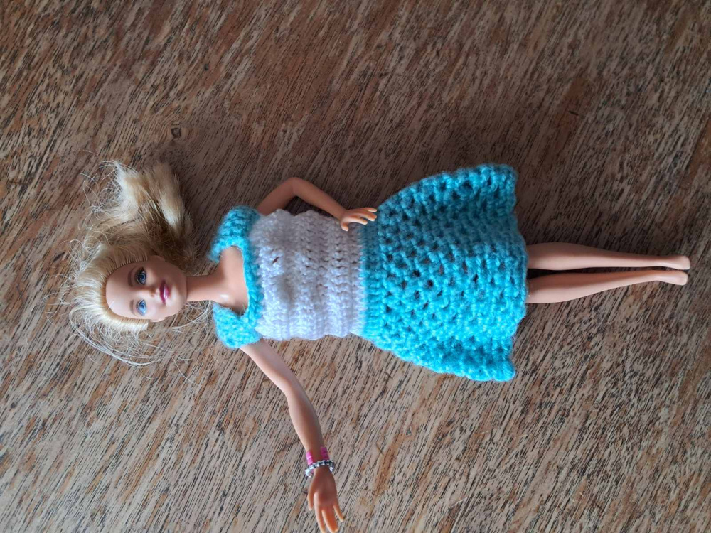 White lace dress for Barbie doll, handmade