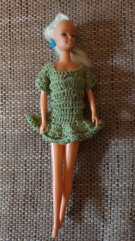 Green dress for Barbie doll, handmade
