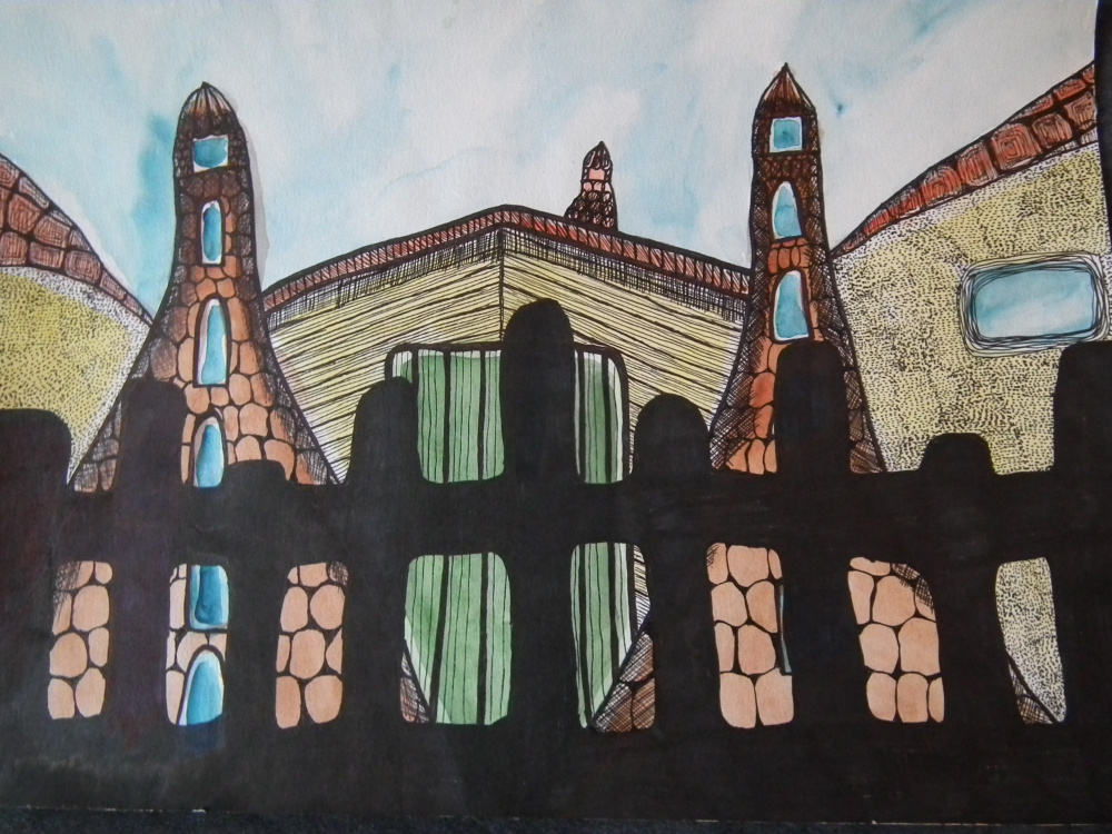 Painting "City. Behind the Fence"