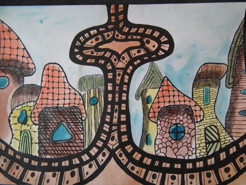 Painting "City. Lazdynai microdistrict"