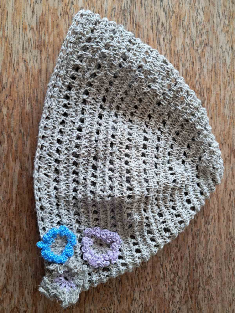 Linen hat. Handmade crocheted hat for an adult