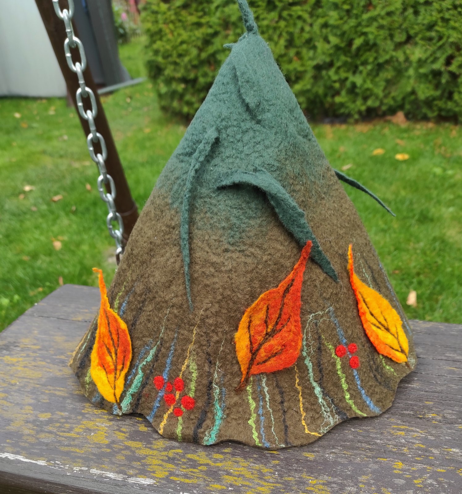 Felt sauna hat "  Autumn Whimsy"