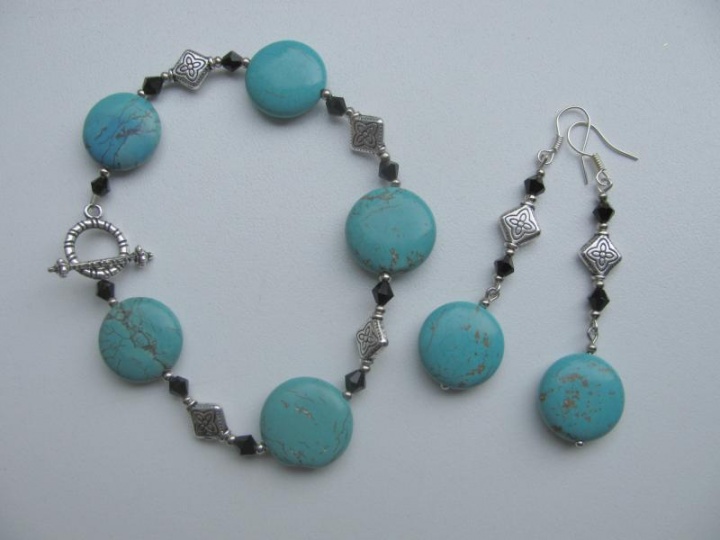 Blue turquoise and black swarovski