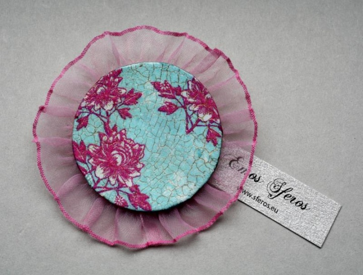 Brooch " pink flowers "