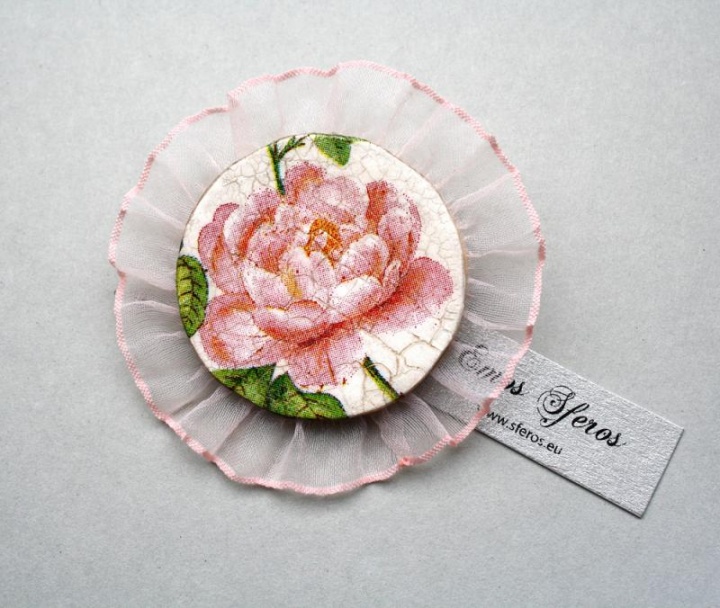 Brooch " Pink Rose "