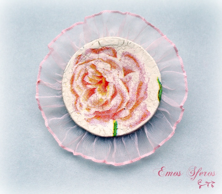 Brooch " Pink Flower "