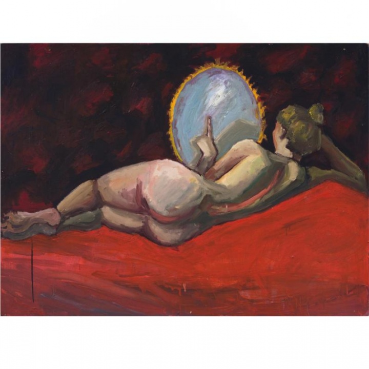 " Red act with mirror "