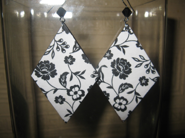 decoupage earrings rhombus