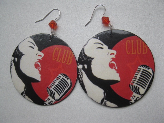 decoupage earrings " CLUB "
