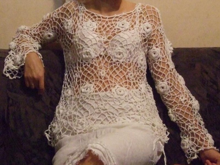 White crocheted blouse