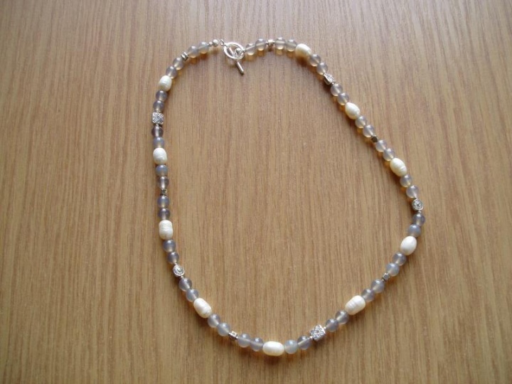 Gray agate and pearls