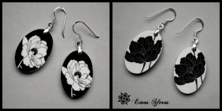 Earrings " Black white "
