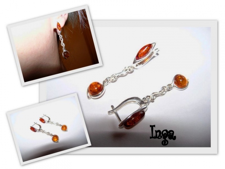 Earrings from amber to silver