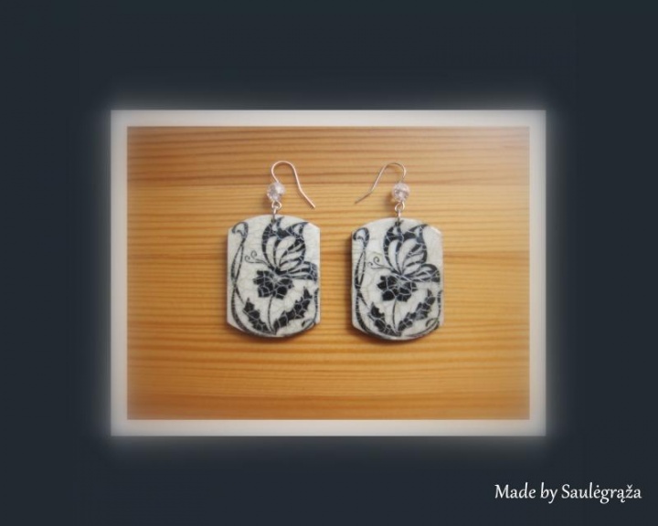 Earrings " black and white butterfly "