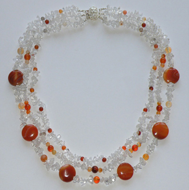 Rock crystal and carnelian necklace
